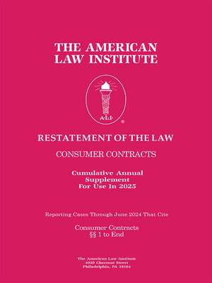 cover image of Restatement of the Law, Consumer Contracts